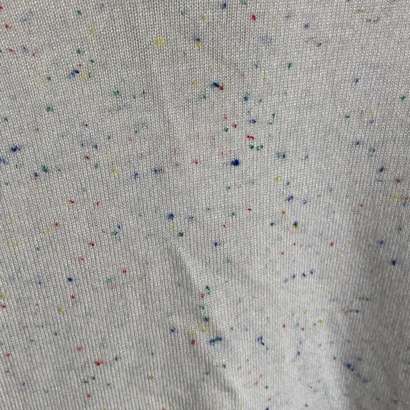 IT’S OUR TIME Funfetti Speckle White V-Neck Sweater Crisscross back Sz XL - Picture 2 of 9